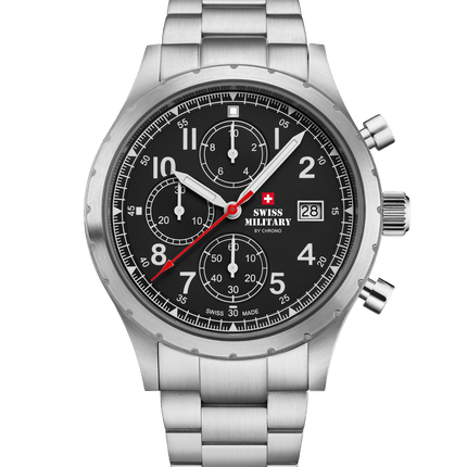 Swiss Military Field Chronograph Watch – Black Steel | SM34117.01 image 0
