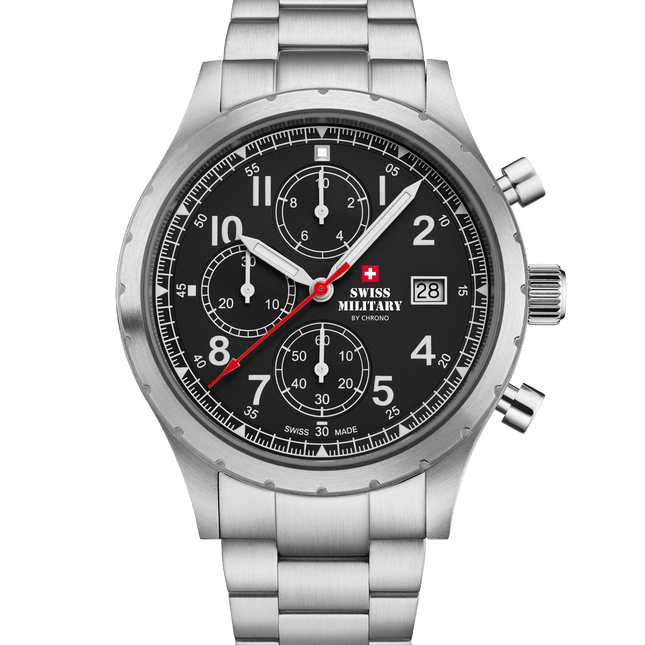 Swiss Military Field Chronograph Watch – Black Steel | SM34117.01 image 0