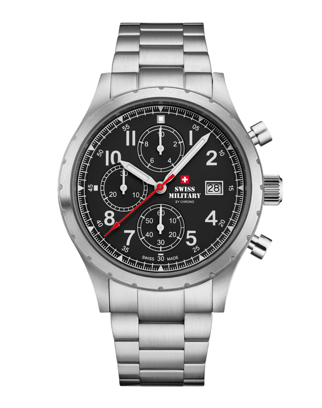 Swiss Military Field Chronograph Watch – Black Steel | SM34117.01 image 0