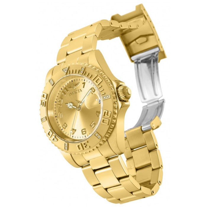 INVICTA Women's Pro Diver 40mm Diamond Encrusted Gold Oyster Strap Watch