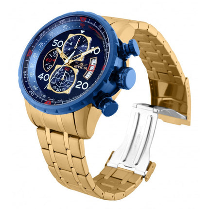 INVICTA Men's Aviator Instrument Tachymeter Chronograph 48mm Gold / Blue Watch