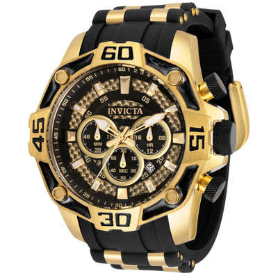 INVICTA Men's Pro Diver Chronograph Carbon 52mm Silicone Gold / Black Watch