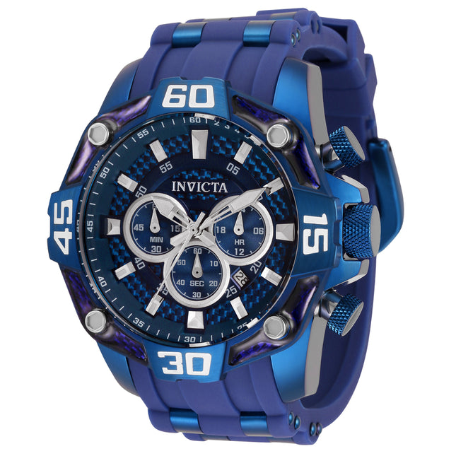 INVICTA Men's Pro Diver Chronograph Blue Carbon 52mm Silicone Blue Watch