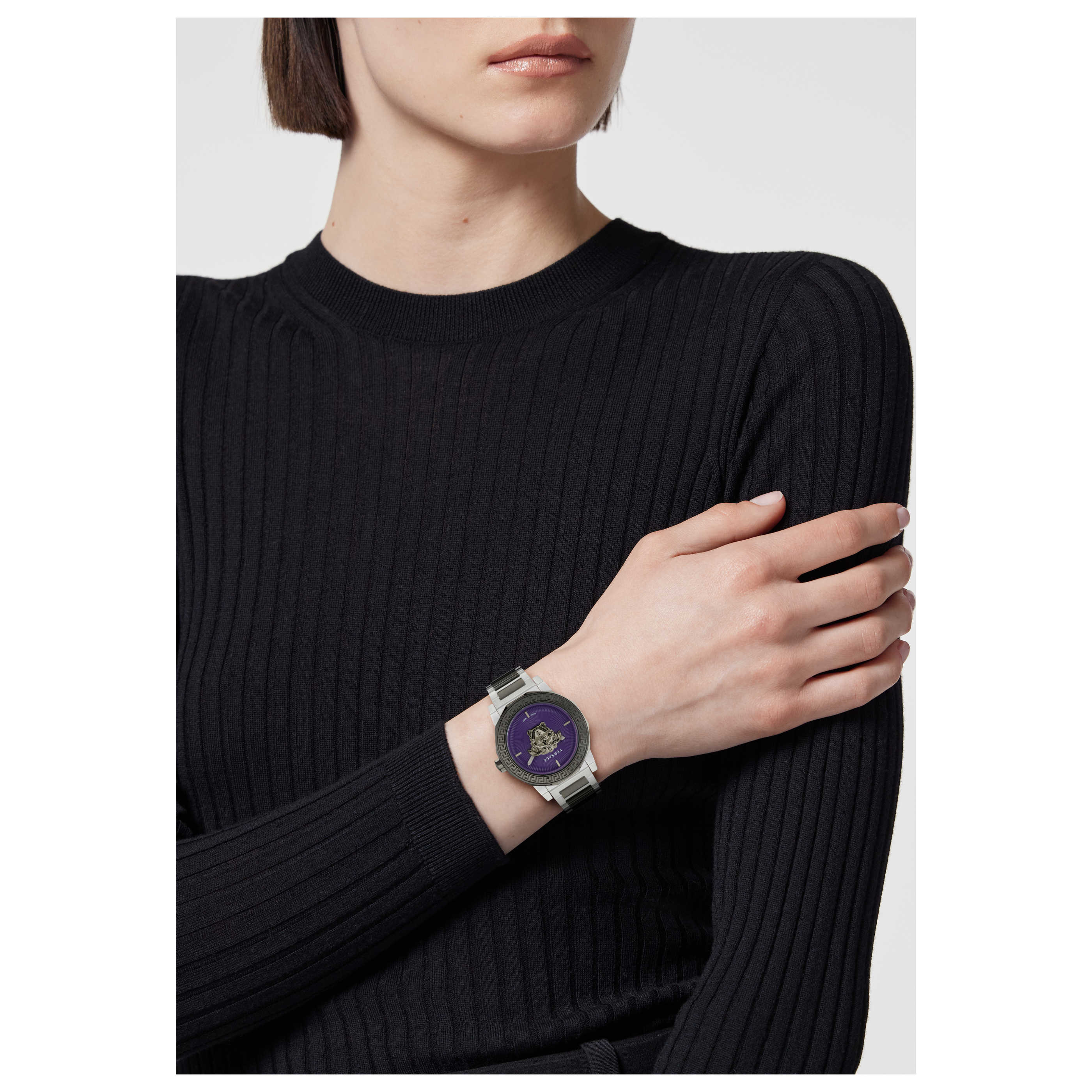 Versace Women's Medusa Deco Purple Silver Quartz Watch image 4