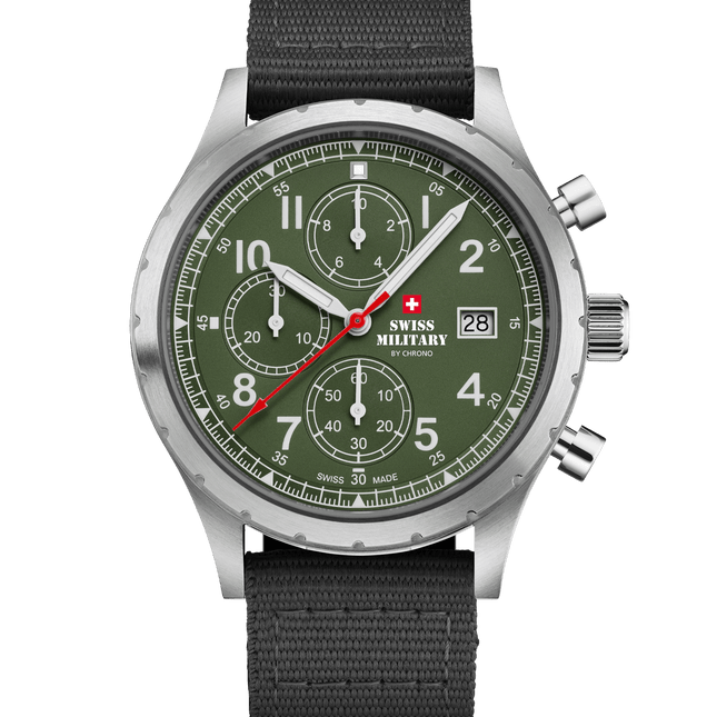 Swiss Military Field Chronograph Watch – Black Canvas | SM34117.07 image 0