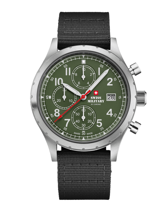 Swiss Military Field Chronograph Watch – Black Canvas | SM34117.07 image 0