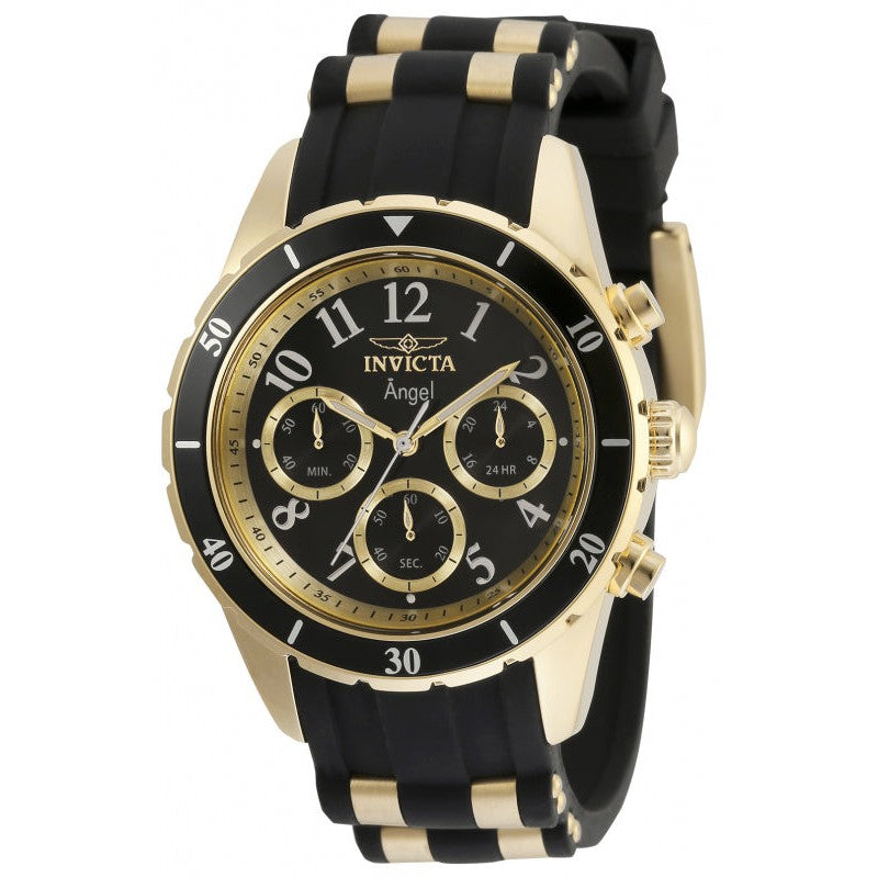 INVICTA Women's Sport Angel 40mm Gold / Black Chronograph Silicone Strap Watch