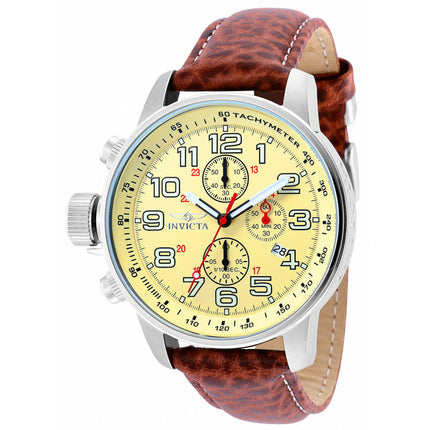 INVICTA Men's Russian Aviator Lefty 46mm Leather/Ivory Watch