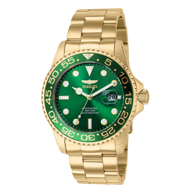 INVICTA Men's Pro Diver 42mm Gold / Green Oyster Bracelet 200m Watch