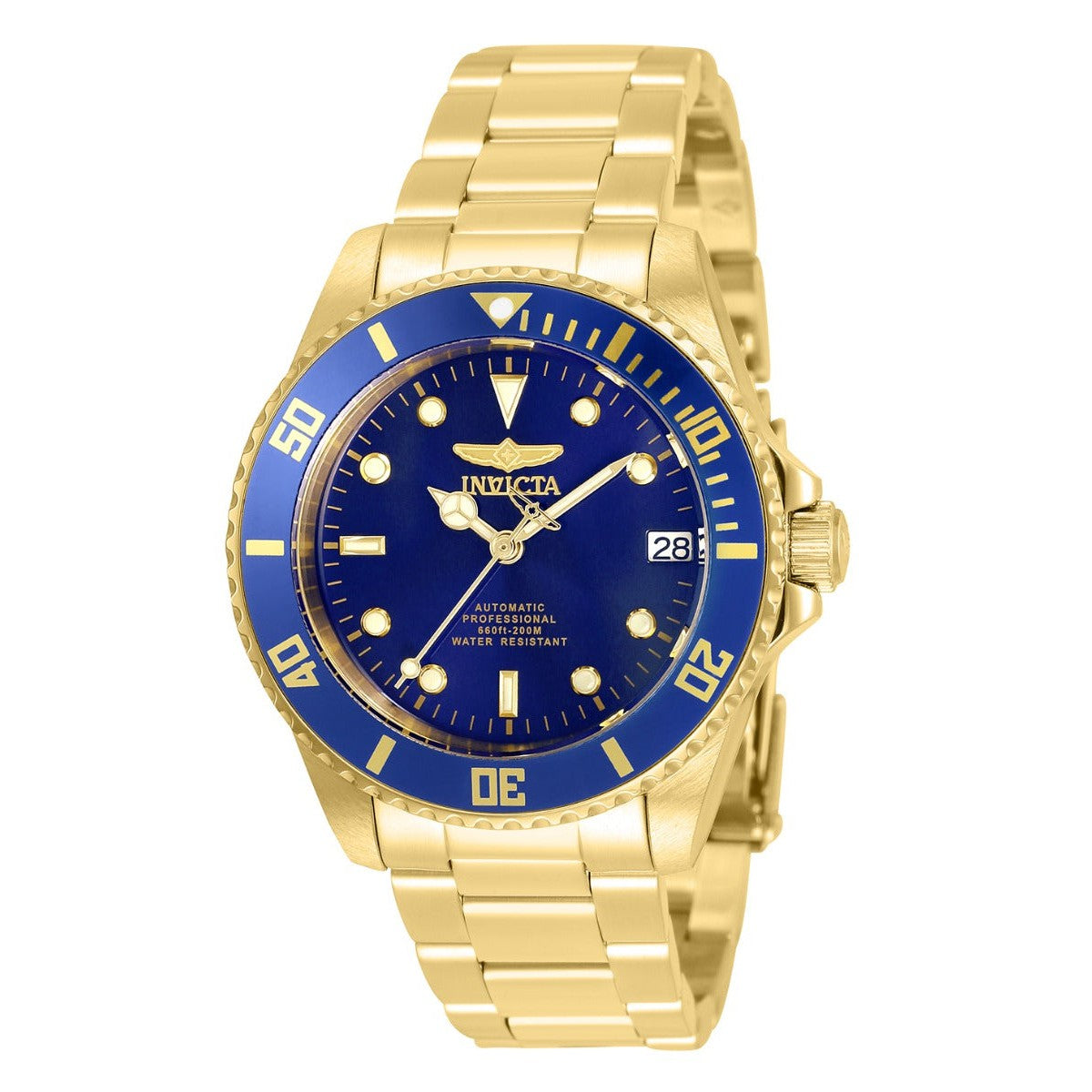 INVICTA Women's Pro Diver Automatic 36mm Oyster Bracelet Watch Gold Blue