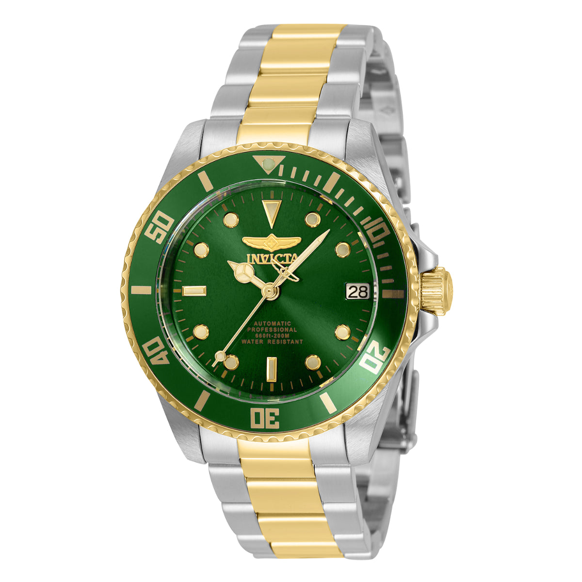 INVICTA Women's Pro Diver Automatic 36mm Oyster Bracelet Watch Two Tone Green