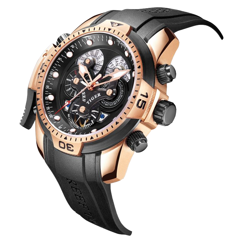 Reef Tiger Luxury Men's Aurora Concept Rose Gold Military Automatic Sport Watch image 9