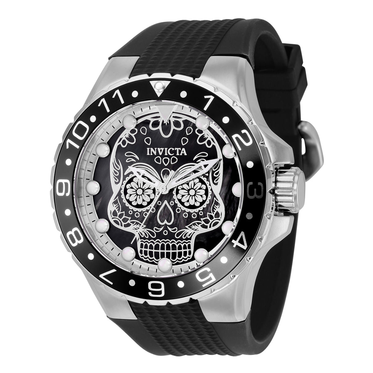 INVICTA Men's Aviator Dia De Los Muertos 50mm Watch Silver/Black