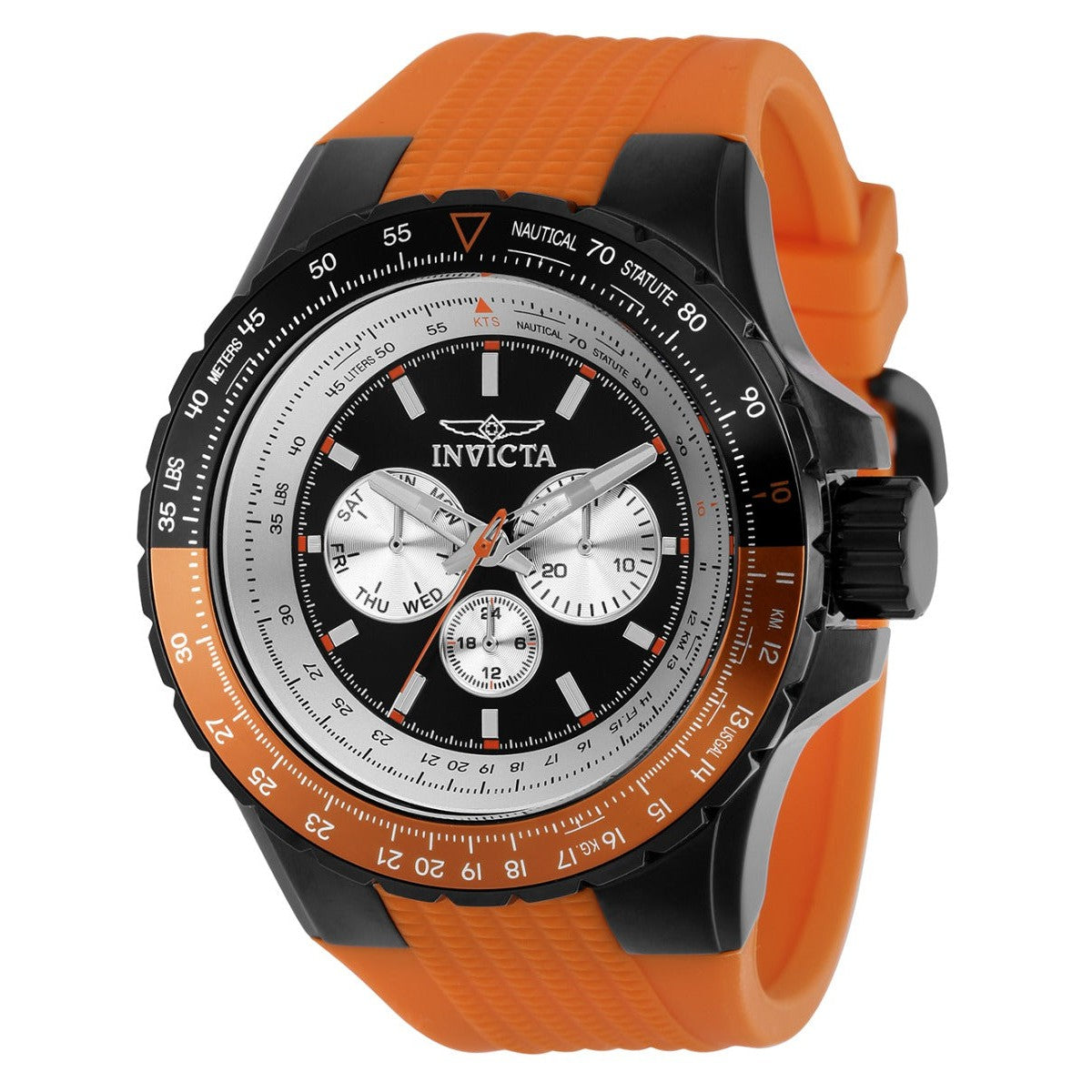 INVICTA Men's Aviator Nautical Chronograph 50mm Watch Black/Orange