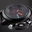 MEGIR Men's Submarine Chronograph Date 50mm Silicone Strap Watch Black/ Red