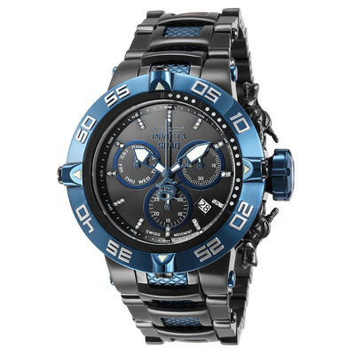 INVICTA Men's SHAQ 0.13ct Diamond 50mm Swiss Black / Dark Blue Chronograph 500m Watch