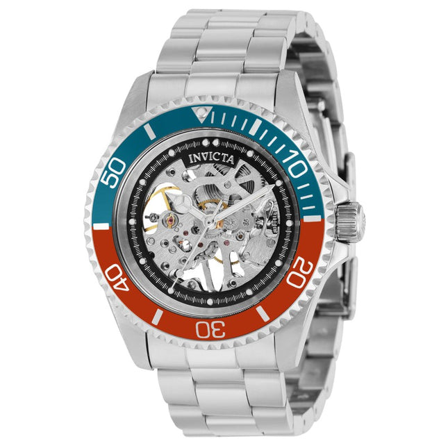 INVICTA Men's Automatic Skeleton Pro Diver 43mm Silver / Pepsi Watch