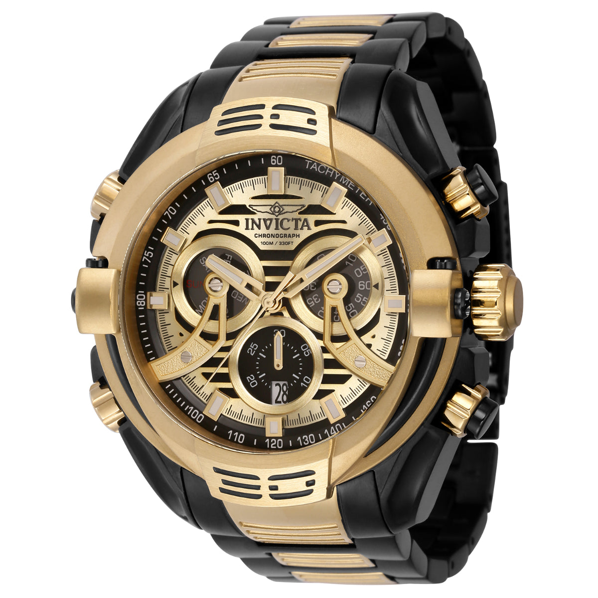 INVICTA Men's S1 Rally Mammoth 54mm Chronograph Glow in The Dark Watch Black Gold