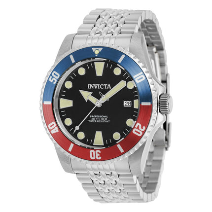 INVICTA Men's Pro Diver Automatic 44mm Silver / Pepsi Bezel Jubilee Bracelet Watch