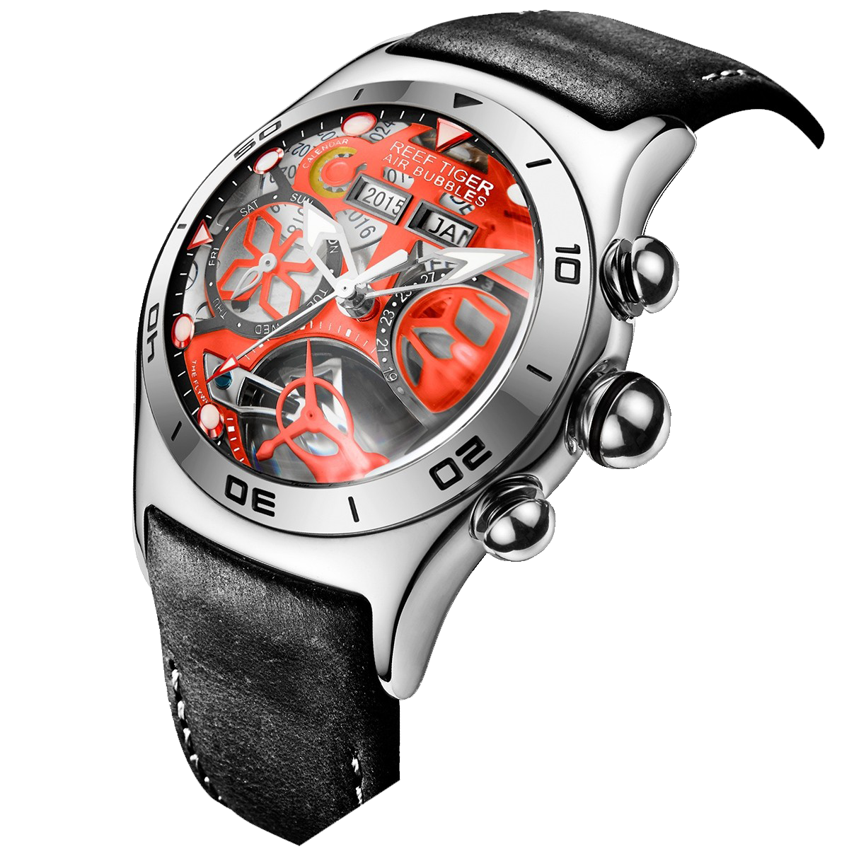 Reef Tiger Men's Aurora Air Bubbles Automatic Mechanical Skeleton Watch image 1