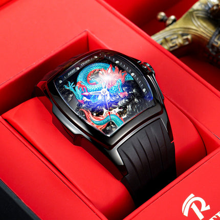 Reef Tiger Men's Aurora Chinese Dragon Skeleton Automatic Watch image 9