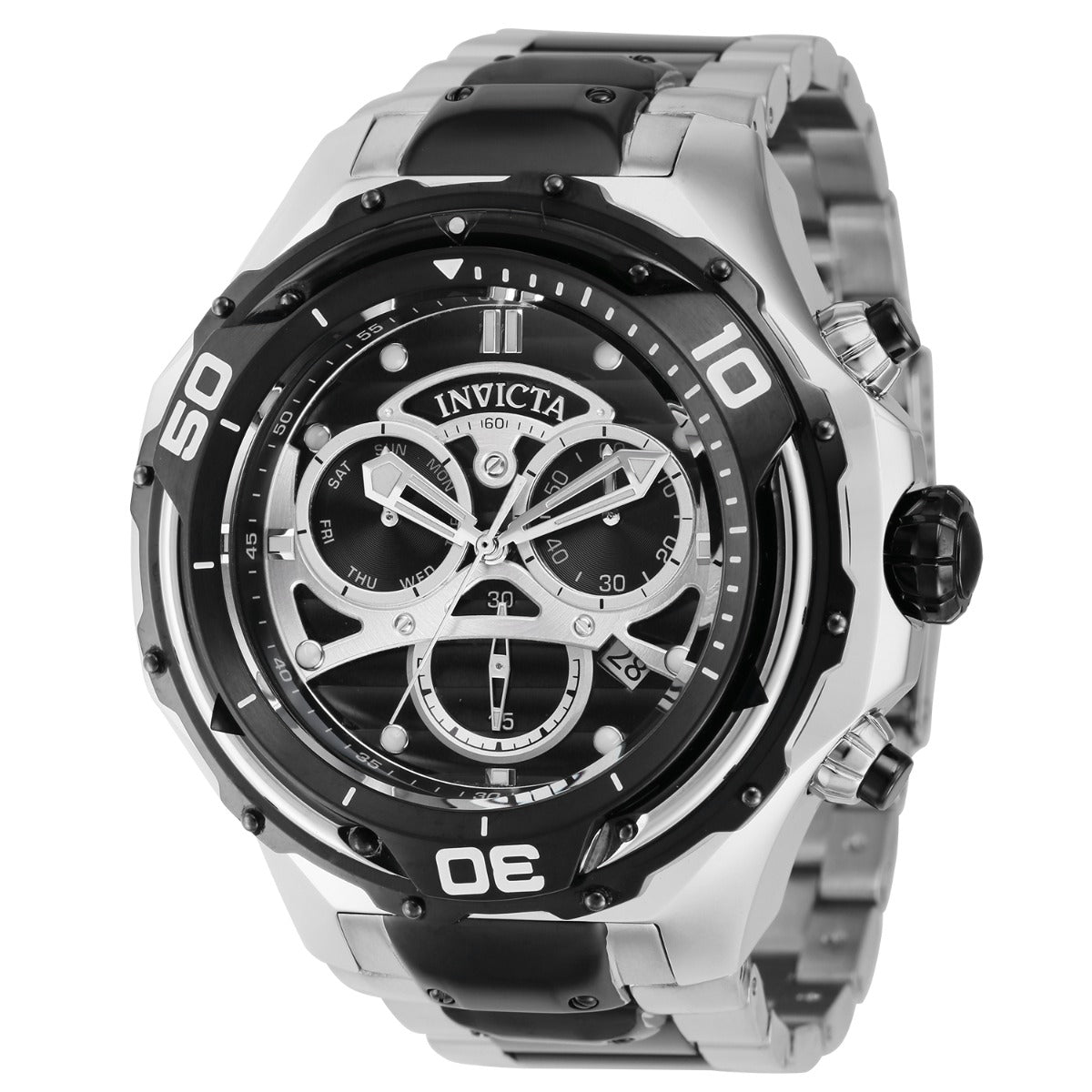 INVICTA Men's S1 Rally Mammoth 54mm Steel / Black Chronograph 100m Watch