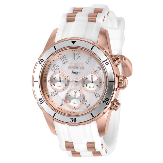 INVICTA Women's Sport Angel 40mm Rose Gold / White Chronograph Silicone Strap Watch
