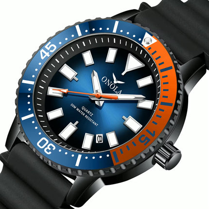 ONOLA Davaro Quartz Dive Inspired Silicone Strap Watch