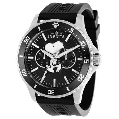INVICTA Men's Character Collection Snoopy Silver/Black 48mm Silicone Strap Watch