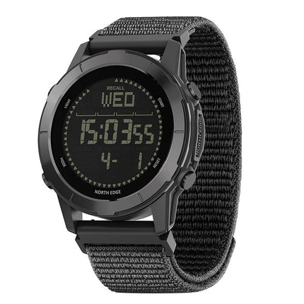 NORTH EDGE LITECORE Tactical Compass Digital Watch Men's Watch 45mm Nylon Strap EL Backlight Calendar 50m Waterproof