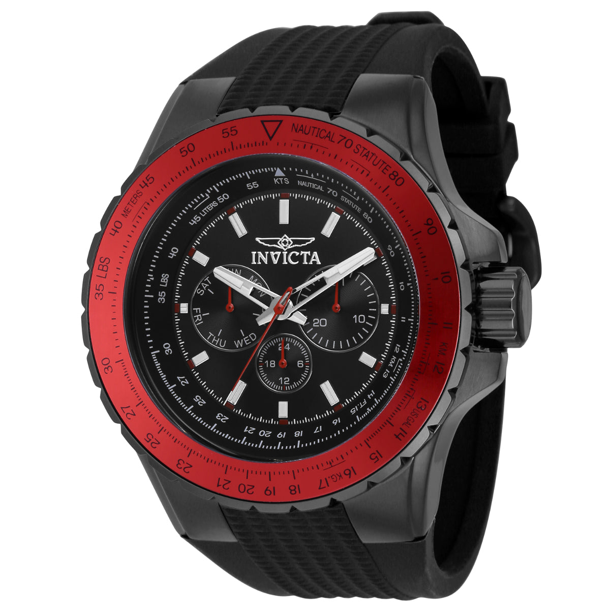 INVICTA Men's Aviator Nautical Chronograph 50mm Watch Black/Red