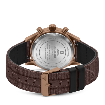 Swiss Military Field Chronograph Watch – Gold, Brown Canvas | SM34117.09 image 2