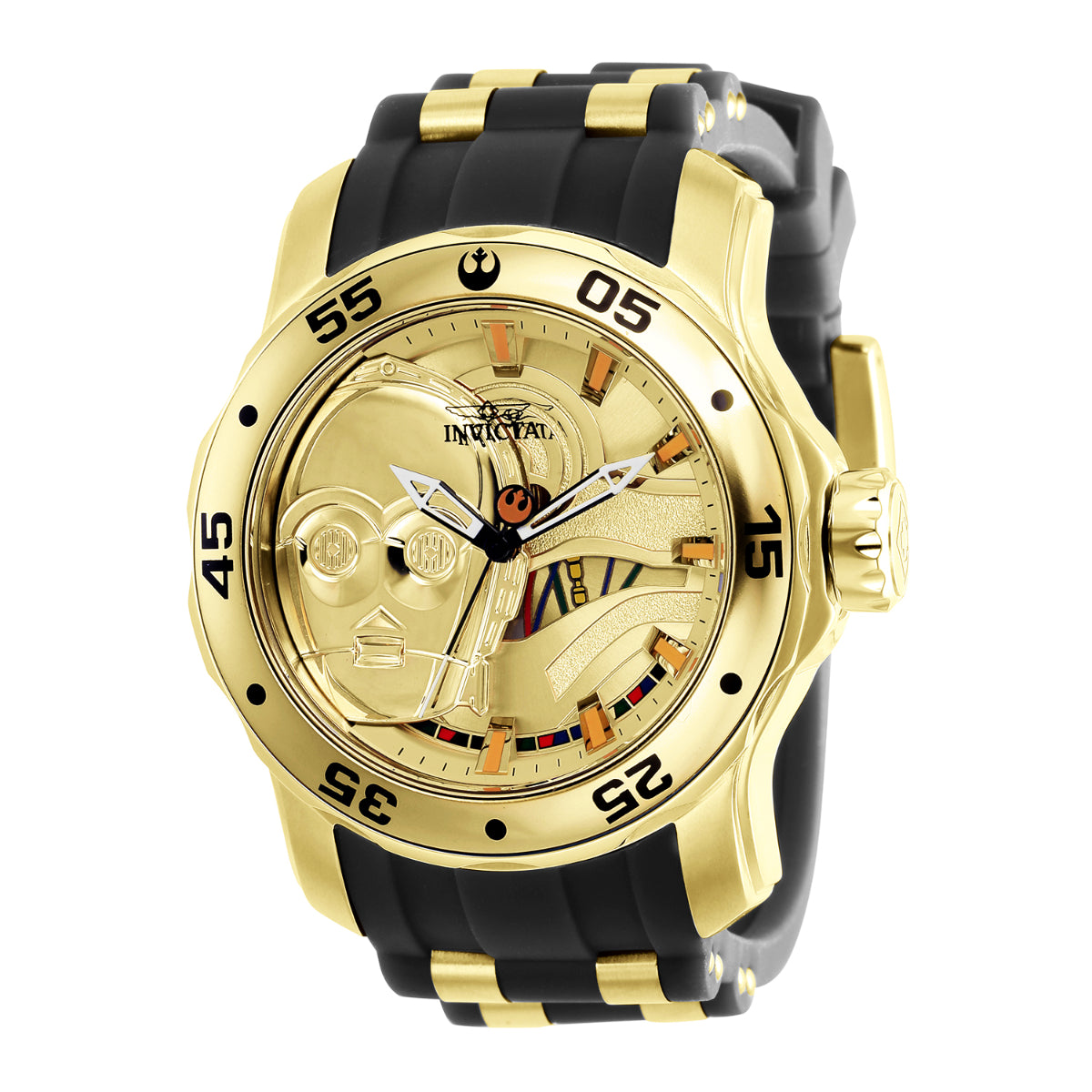 INVICTA Men's STAR WARS Limited Edition C-3PO 48mm Watch Black Gold