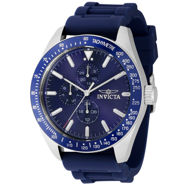 INVICTA Men's Aviator 45mm Silicone Silver / Blue Watch