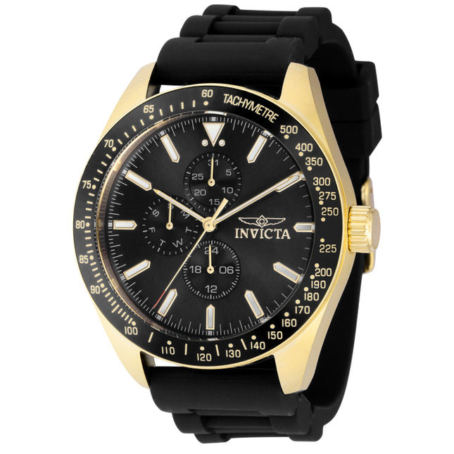 INVICTA Men's Aviator 45mm Silicone Gold / Black Watch