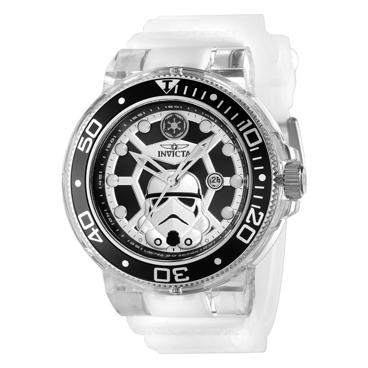 INVICTA Men's STAR WARS Limited Edition Stormtrooper Transparent 52mm Watch