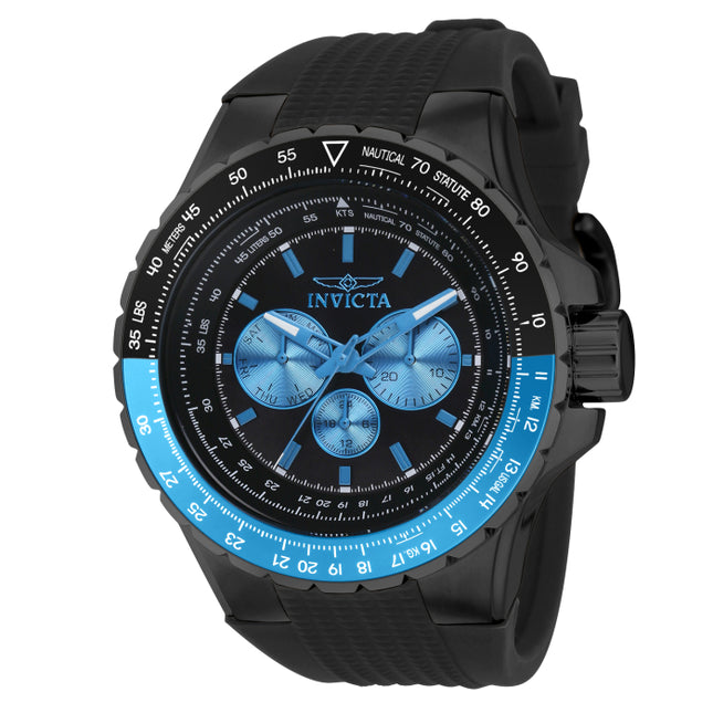 INVICTA Men's Aviator Nautical Chronograph 50mm Black / Ice Blue Watch
