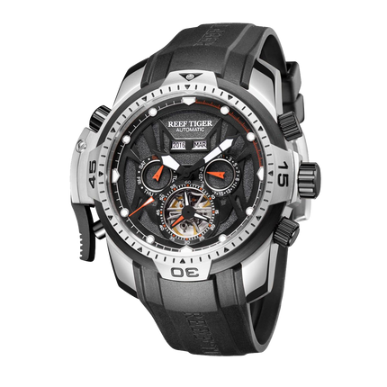 Reef Tiger Men's Aurora Transformers Skeleton Automatic Mechanical Watch - Rubber image