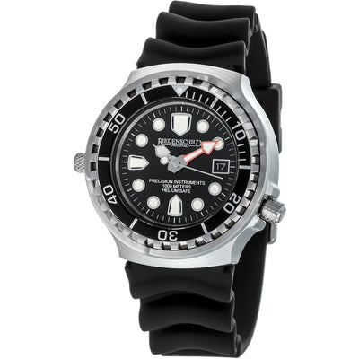 RIEDENSCHILD PRECISION INSRUMENTS GERMANY Divers Taucheruhr 1000m Helium Valve Watch Silver/Black image 0