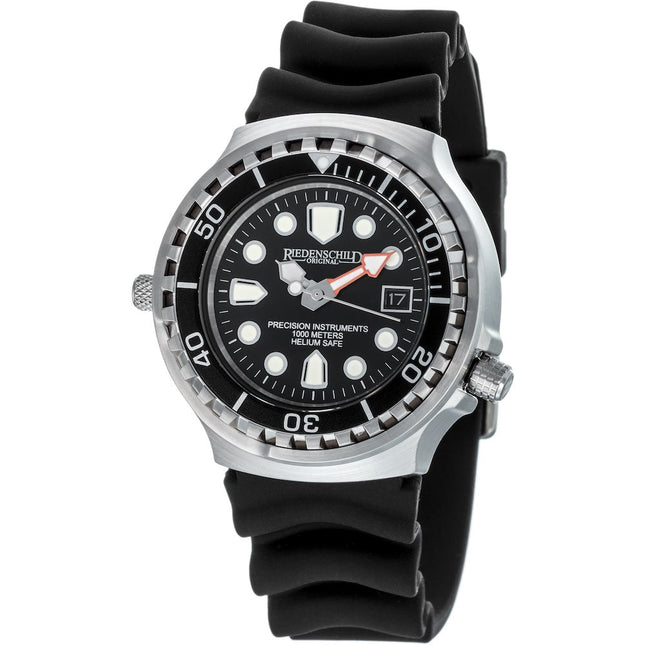 RIEDENSCHILD PRECISION INSRUMENTS GERMANY Divers Taucheruhr 1000m Helium Valve Watch Silver/Black image 0