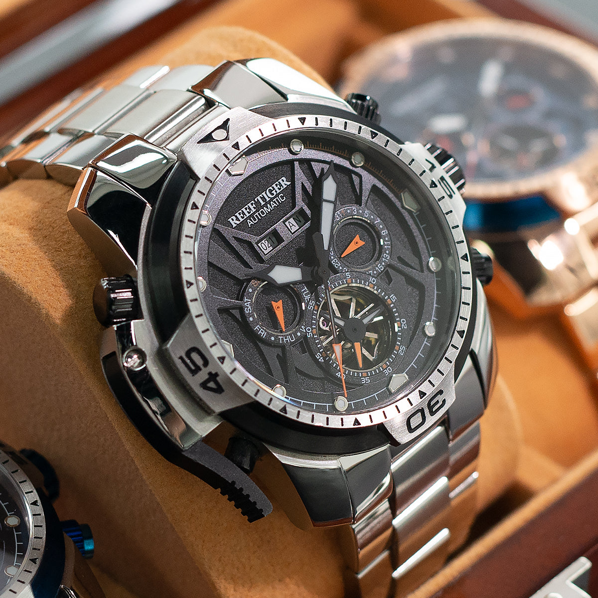 Reef Tiger Men's Aurora Transformers Skeleton Automatic Mechanical Watch image 5