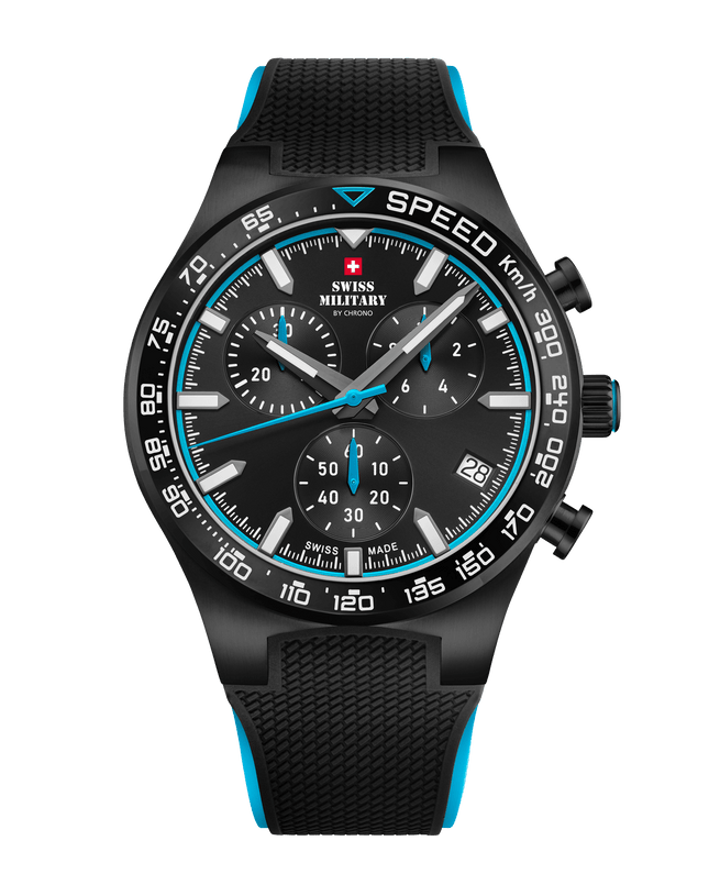 Swiss Military Speed Chronograph Watch – Black Blue Rubber| SM34115.08 image 0
