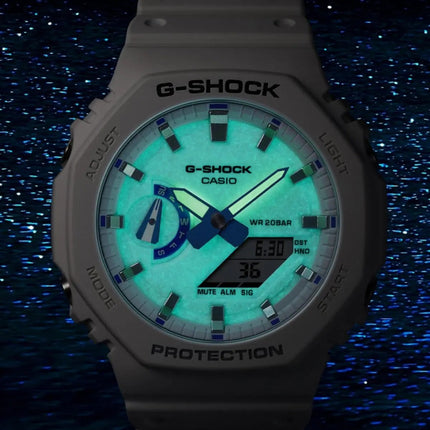 CASIO Men's G-Shock Night Glow Blue Phosphorescent 45mm Watch GA-2100 Series image 2
