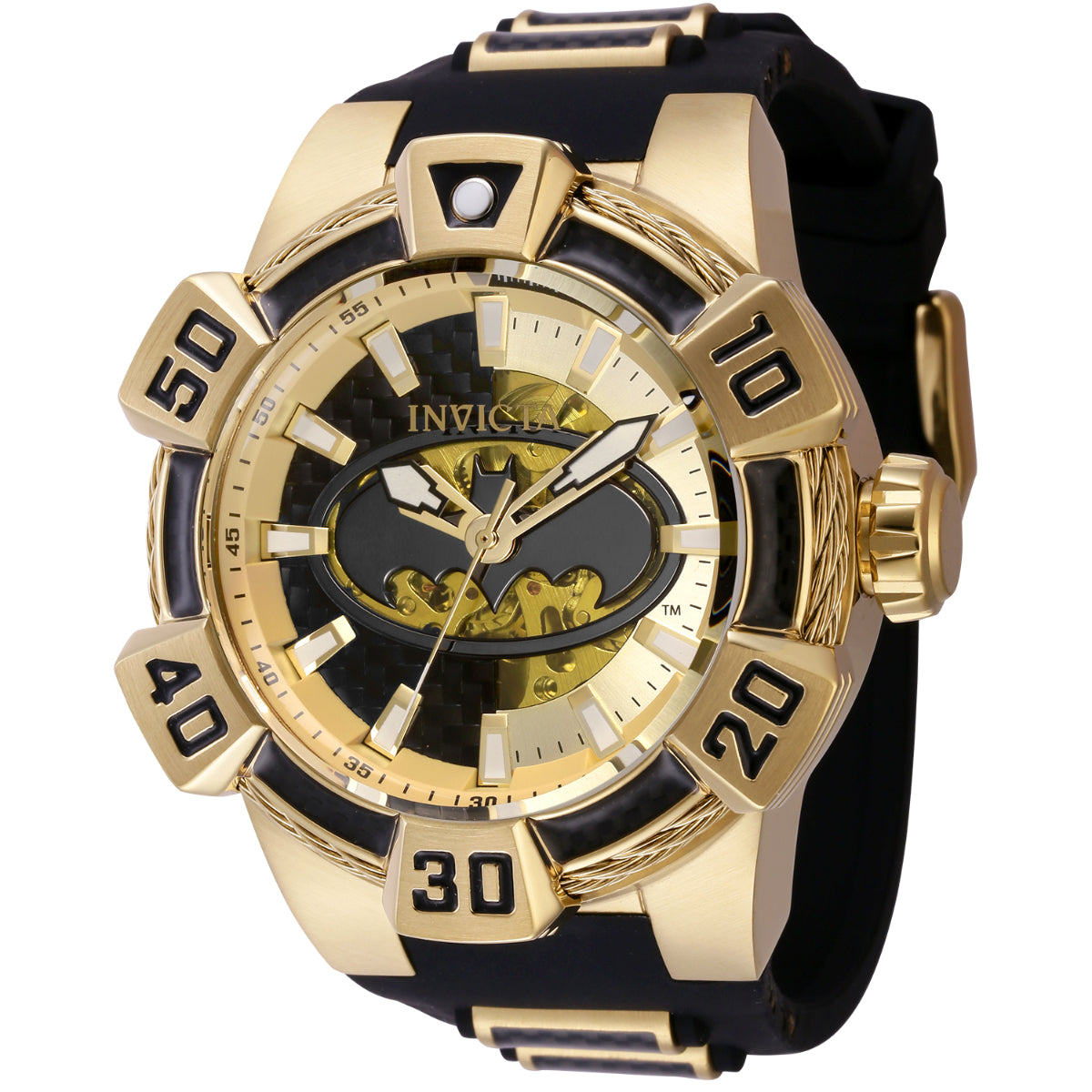 INVICTA Men's DC Comics Limited Edition Batman Automatic 52mm Gotham Knight Silicone Steel Infused Watch