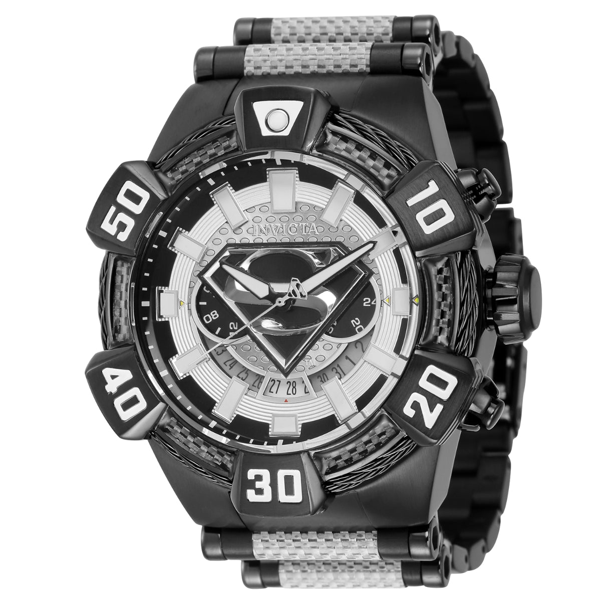 INVICTA Men's DC Comics Limited Edition Superman 52mm Silicone Steel Infused Watch Grey