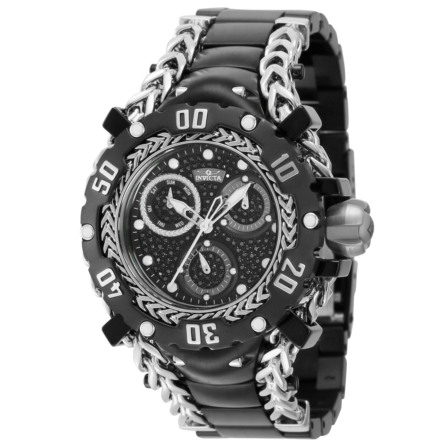 INVICTA Women's Gladiator 43mm Black / Silver 0.58ct Diamond Watch