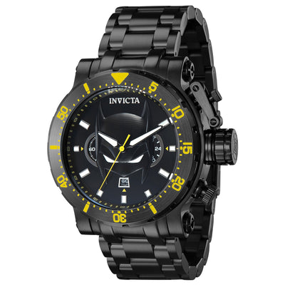 INVICTA Men's DC Comics Batman Limited Edition Crown Protector Chronograph 53mm Watch Black