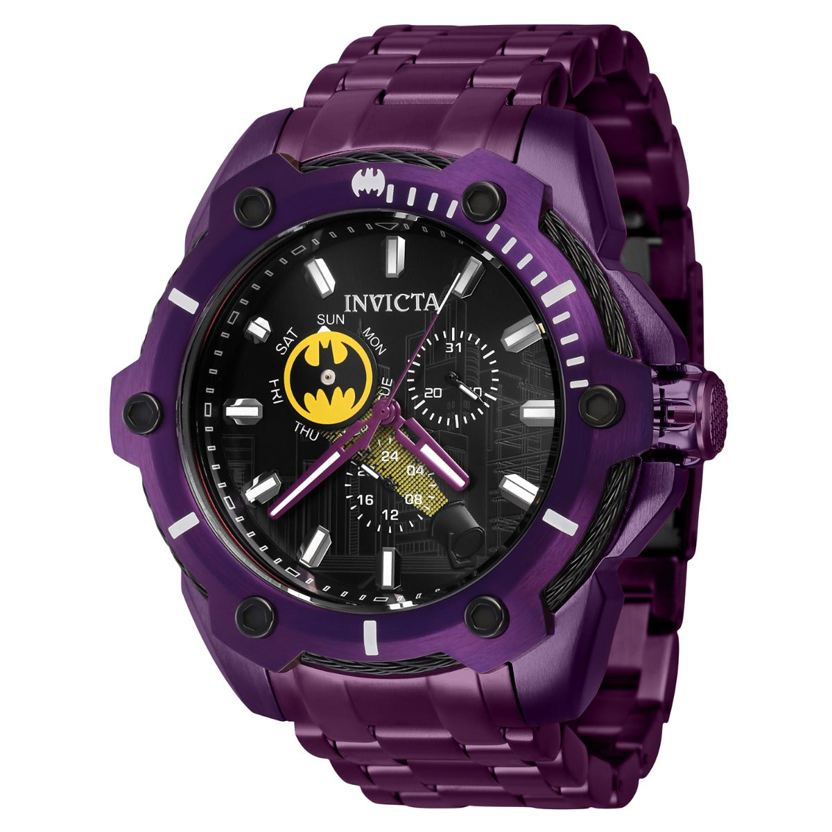 INVICTA Men's DC Comics Batman BAT SIGNAL Ltd Edition Chronograph 53mm Watch Purple