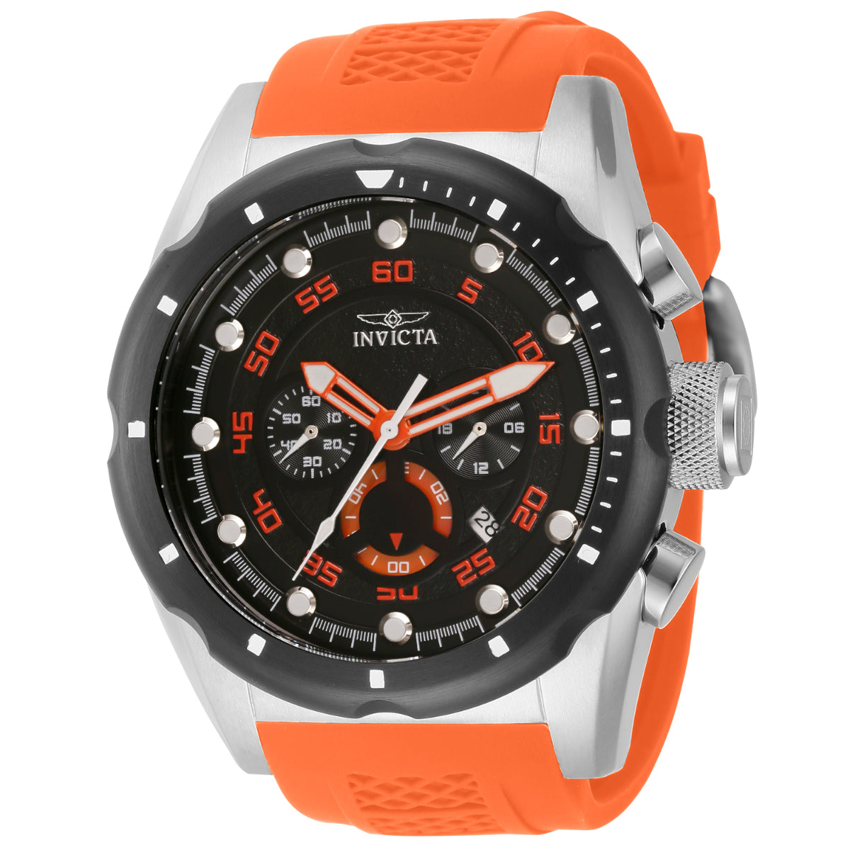 INVICTA Men's Speedway Chronograph 50mm Silver / Orange Silicone Strap Watch