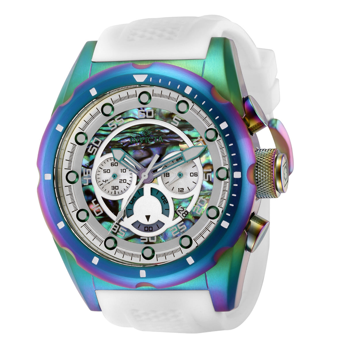 INVICTA Men's Speedway Chronograph 50mm Iridescent Abalone Silicone Strap Watch